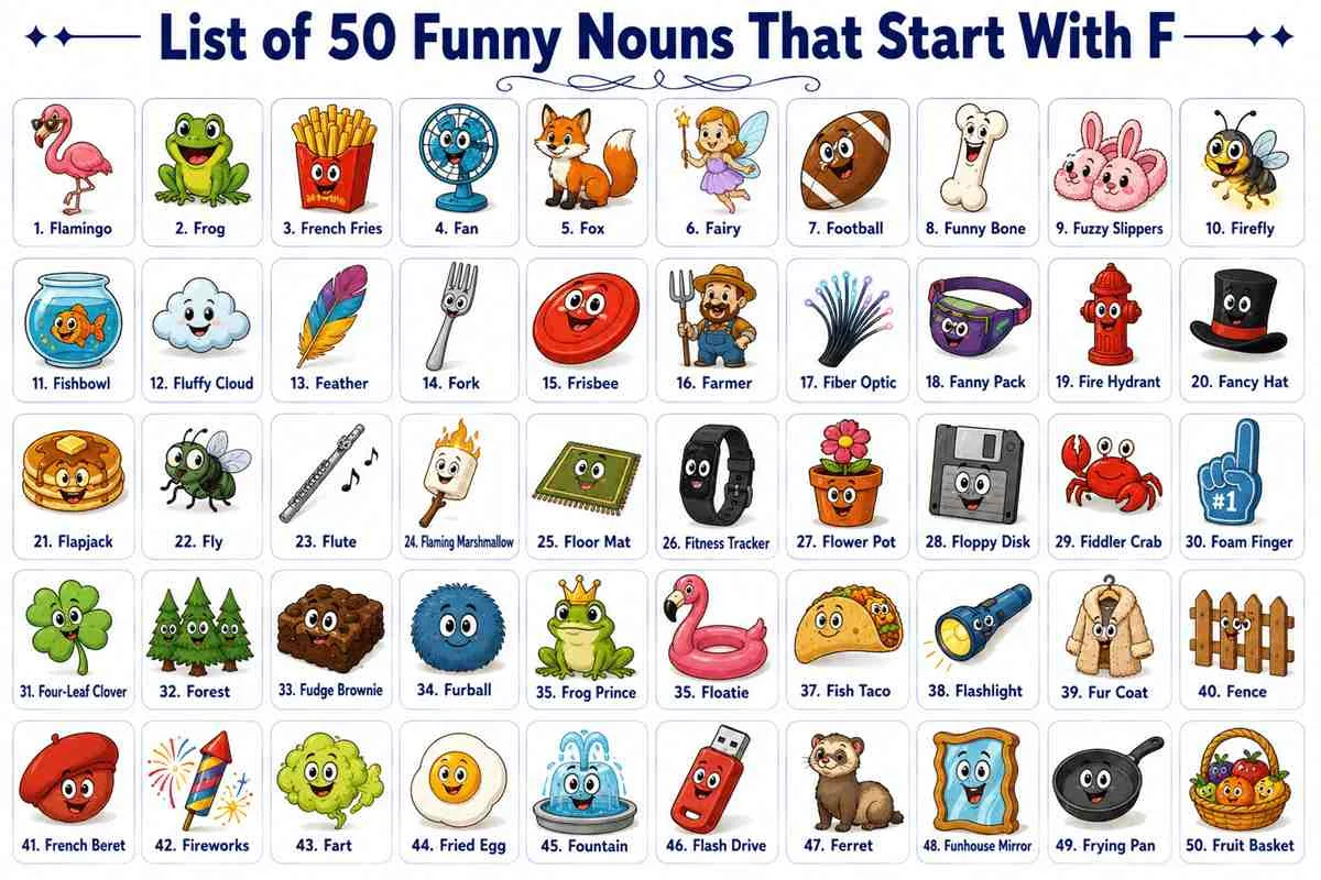 50 funny nouns that starts with f