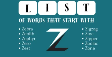 words that start with Z