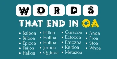 words that end in OA