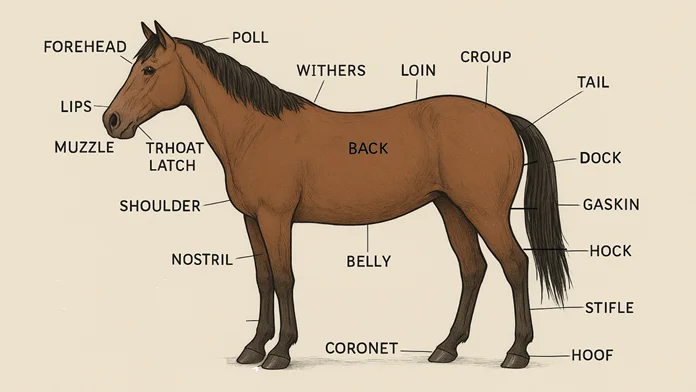 Body parts of a horse