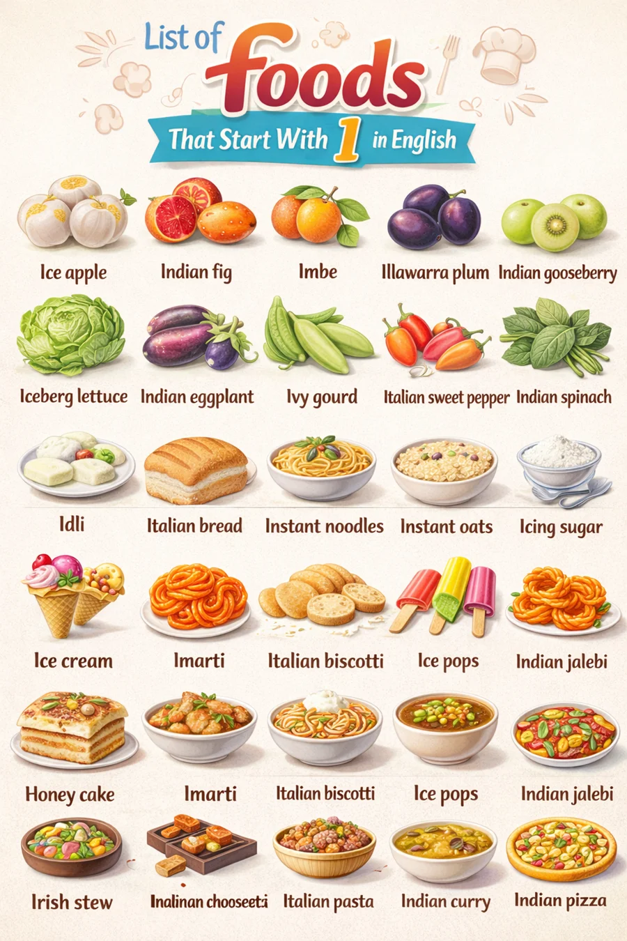list of food names starting with i