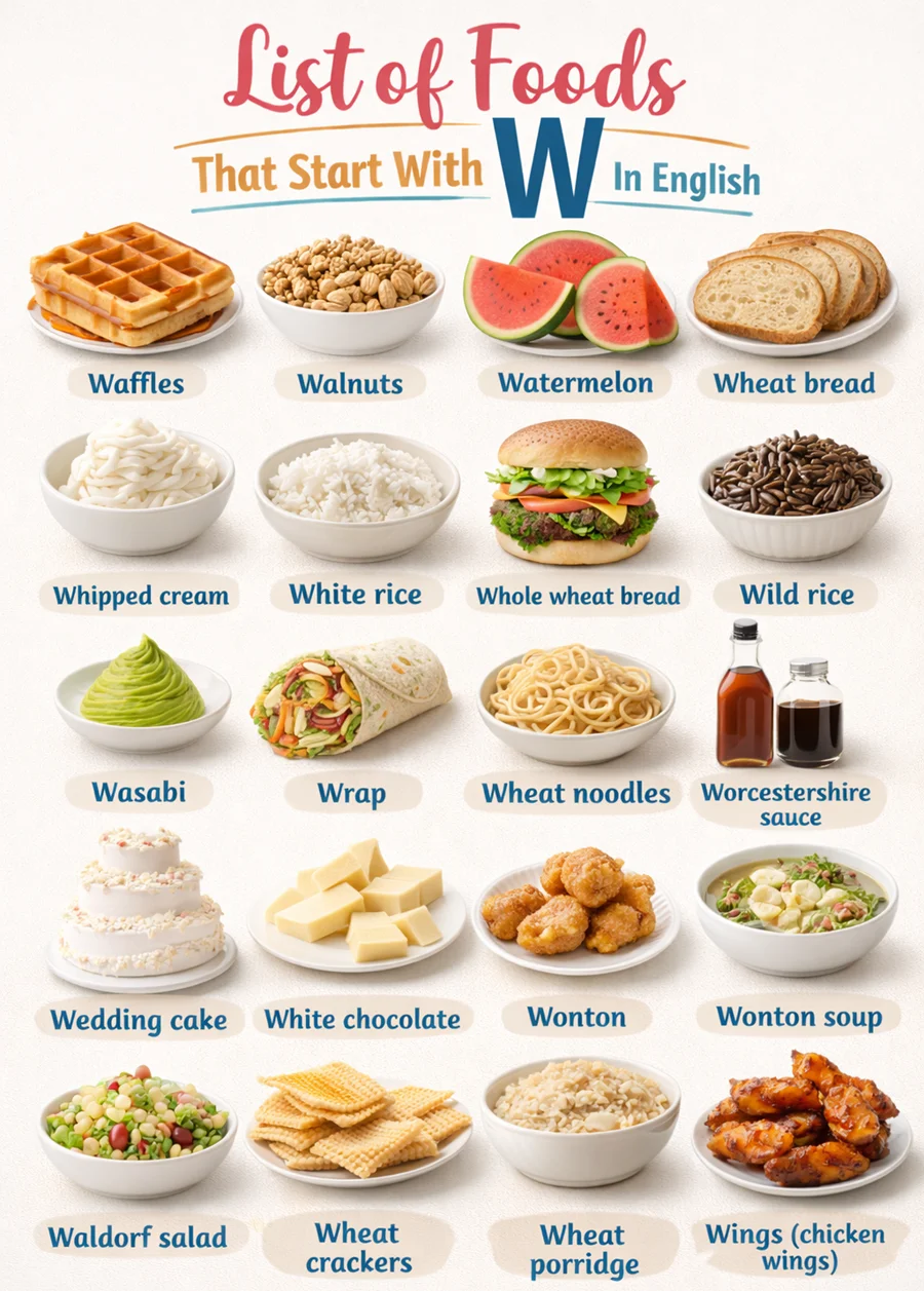 list of foods that begin with w