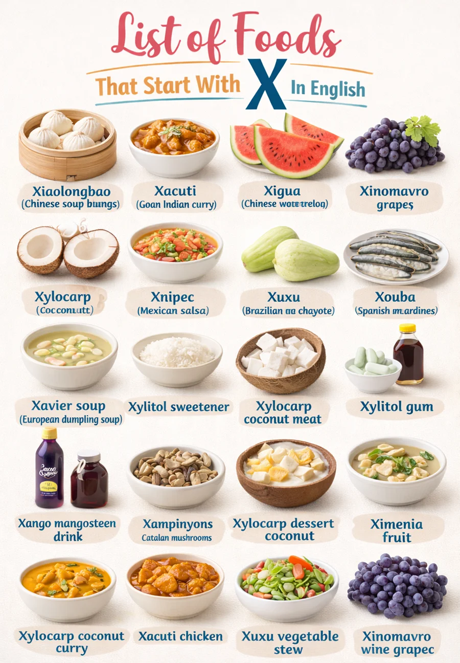 list of common food names that start with x