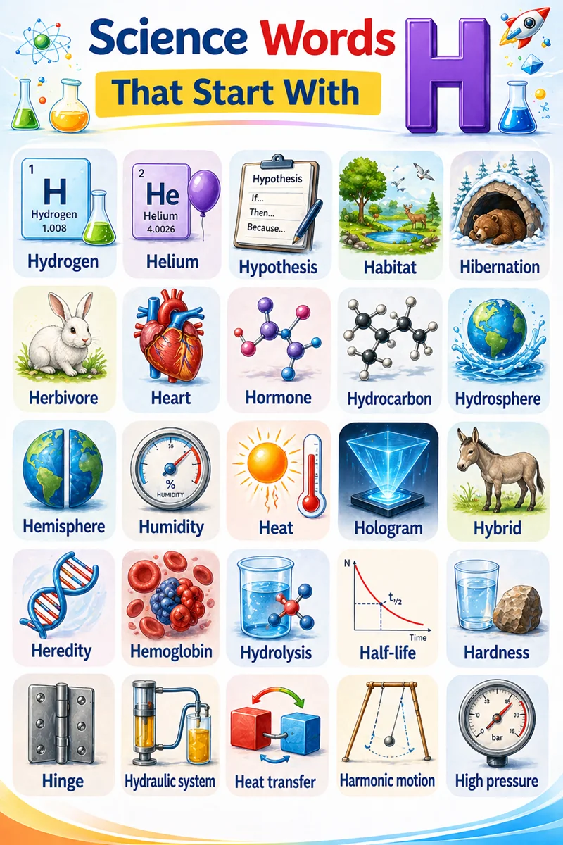 list of science terms starting with h