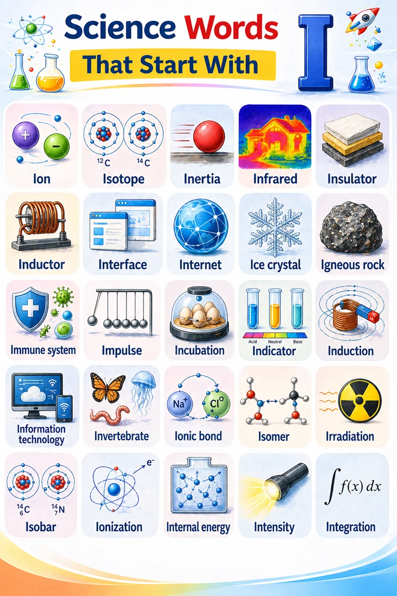 list of science terms that start with i
