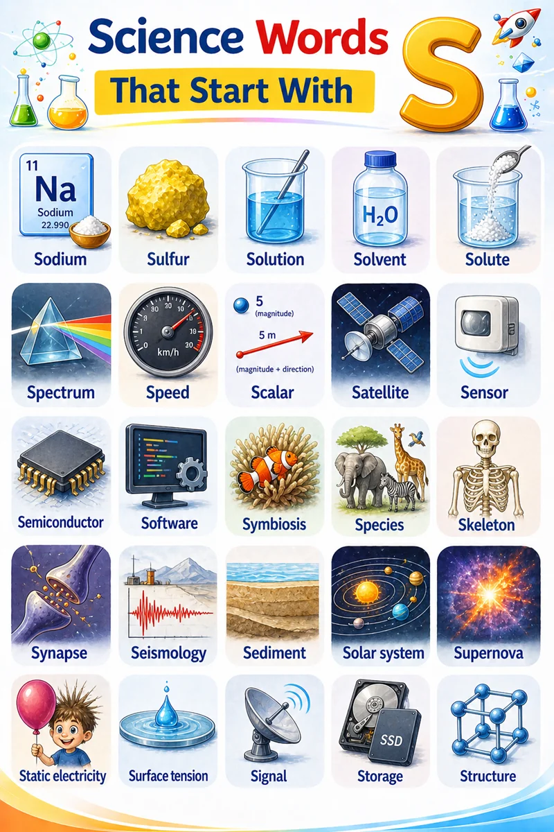 list of common science terms that start with S