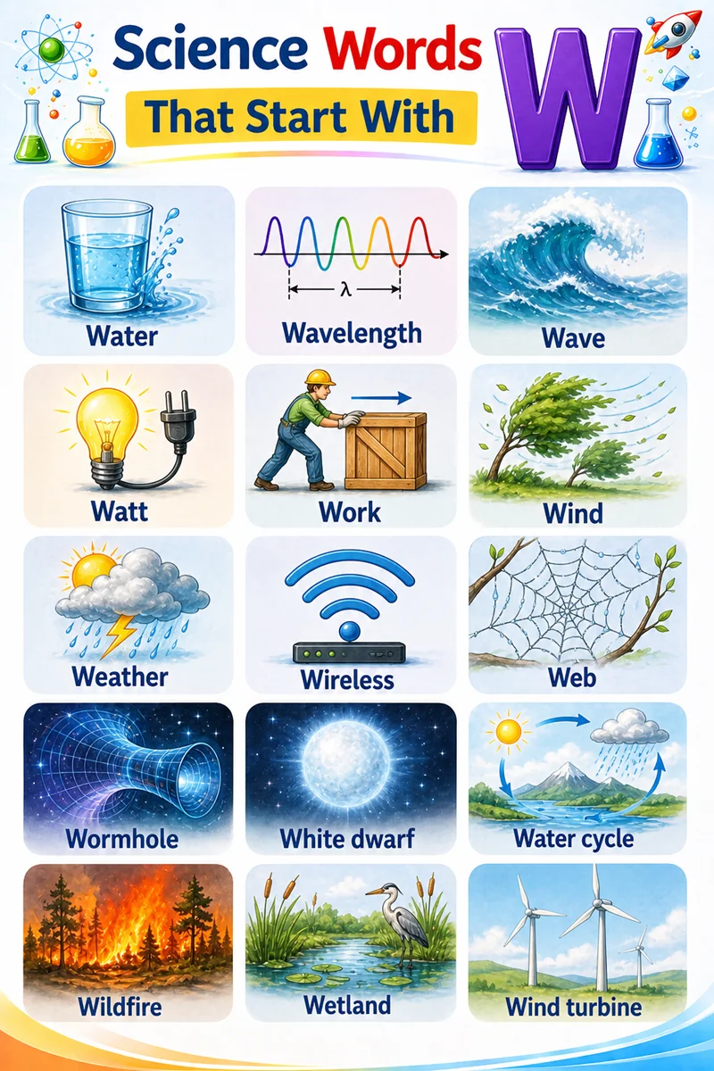 science terms that start with w